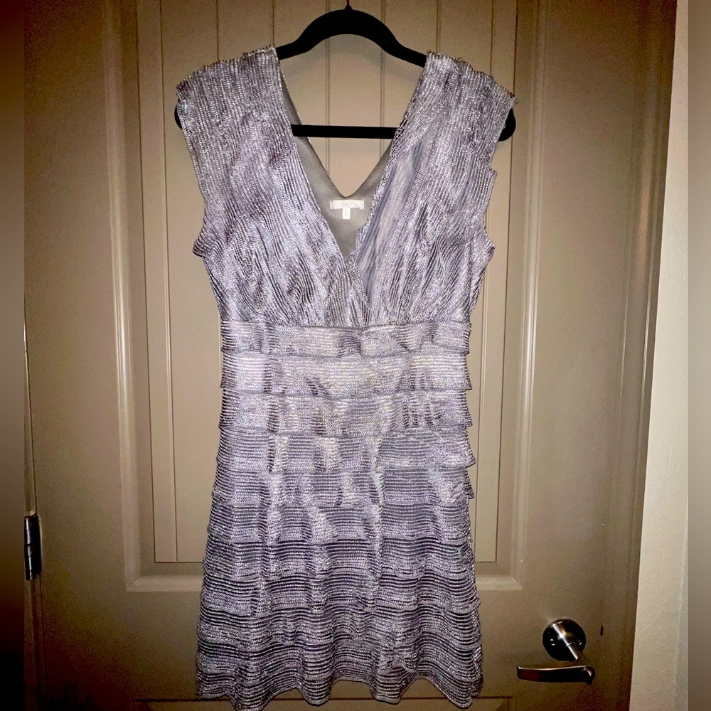 Halo Shimmering Metallic Silver Dress